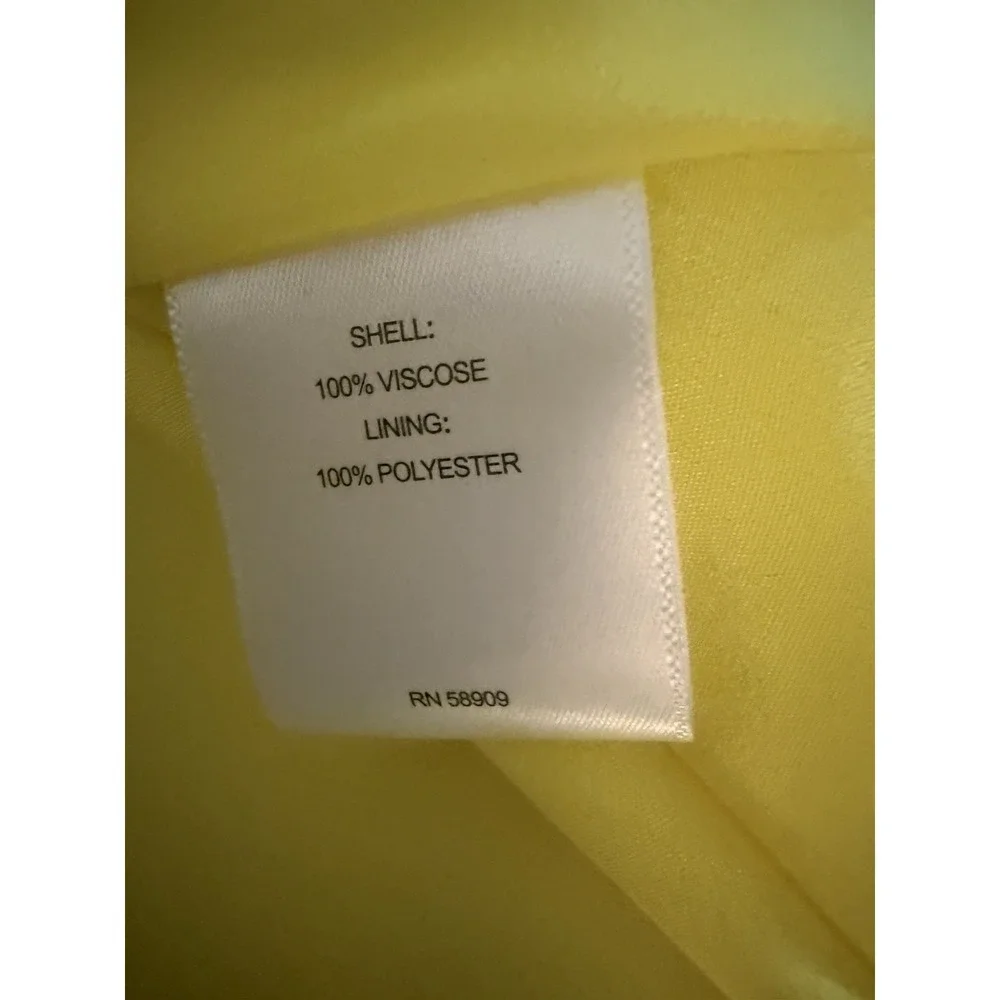 A Loves A Dress Womens Large Yellow Floral Jacquard Ruffle Hem Sleeveless V-Neck
